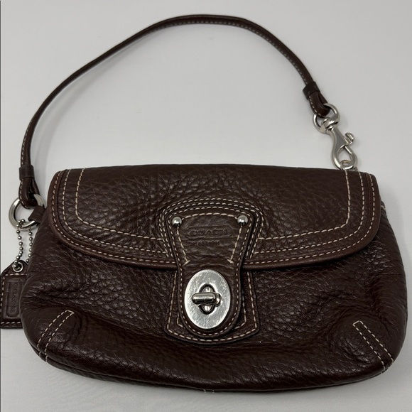 Coach Handbags - Coach Dark Brown Leather Wristlet